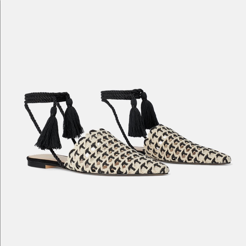 Zara flat woven mules